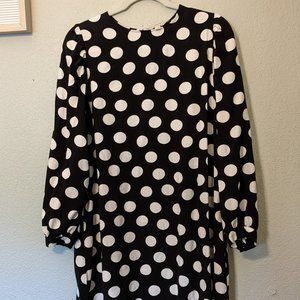 Loft Dotted Balloon Sleeve Swing Dress